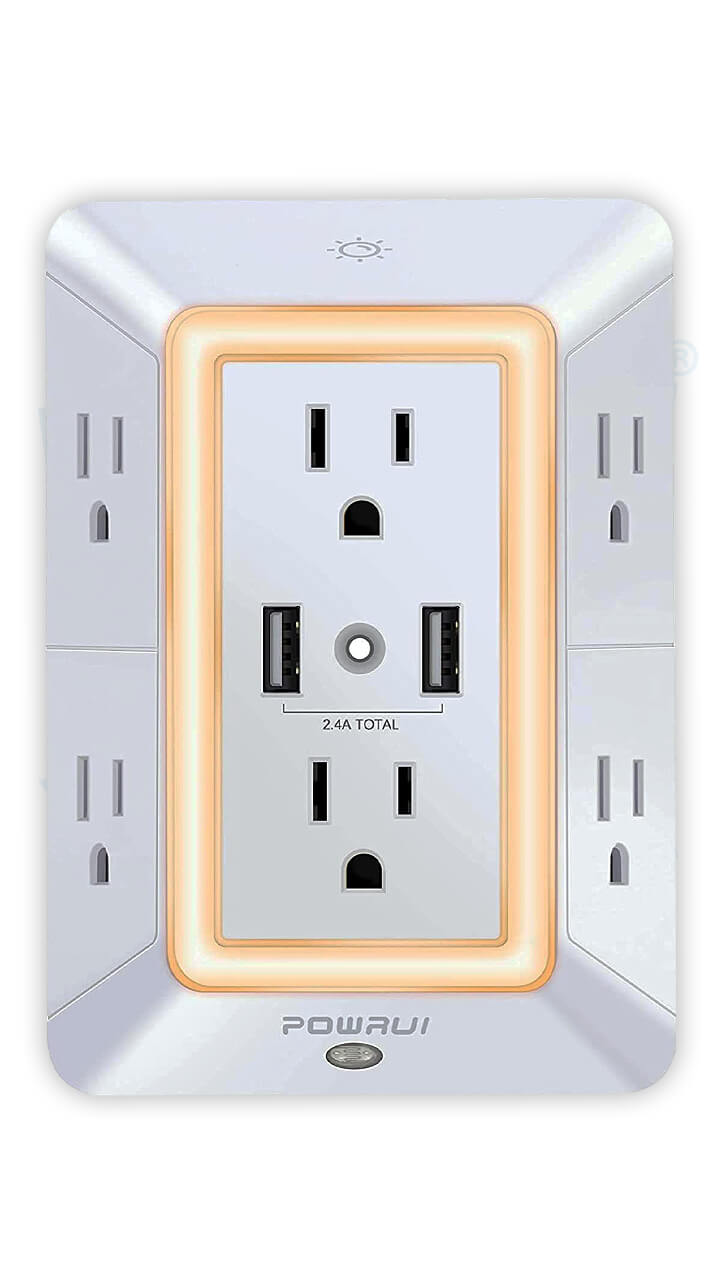 6-Outlet Extender with 2 USB Charging Ports